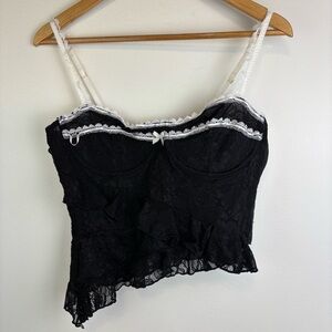 Urban Outfitters Black Corset Lace Top Bow
